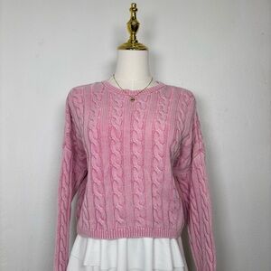 aeropostale pink cable knit cropped sweater romantic coquette softgirl girly